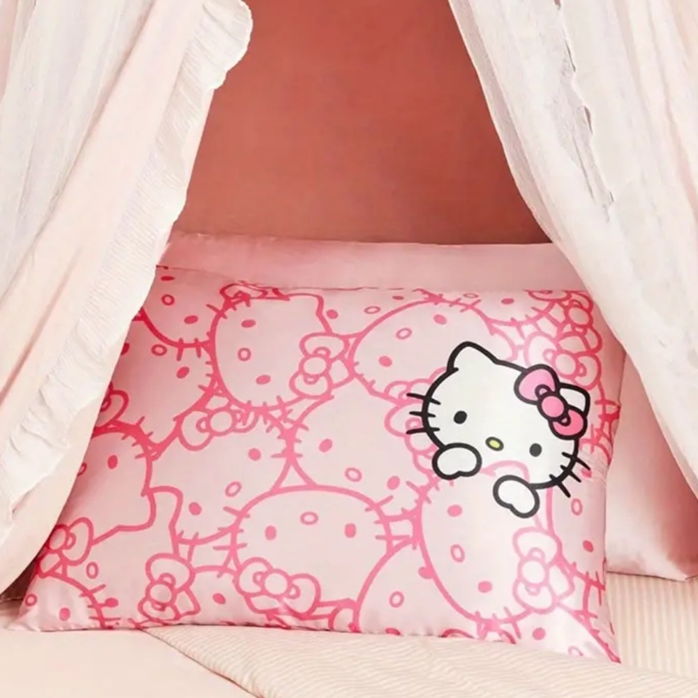 Hello Kitty Satin Pillowcase, Hello Kitty Pink Satin Pillowcase, 1 Piece